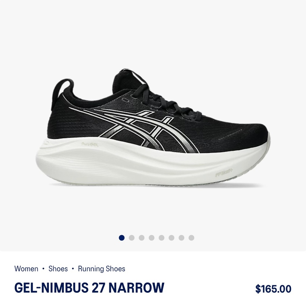 ASICS Gel-Nimbus 27 Pure Gel Black and White Running shoes